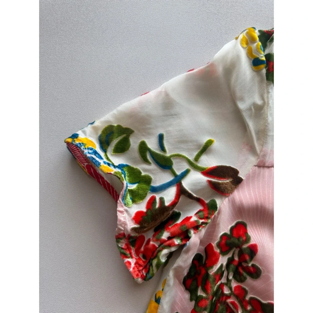 Maeve Anthropologie Pink Floral Burnout Velvet Silk Blend Shift Dress Size S NWT - Picture 5 of 13